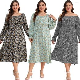 Ethnic Clothing 2024 Spring Muslim Women Floral Print Vintage Abaya Long Maxi Dress Turkey Kaftan Elastic Waist Holiday Party Gown Vestidos
