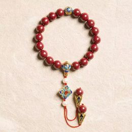 Link Bracelets Natural Cinnabar Purple Gold Sand Handheld Prayer Beads Overlapping-Weight Eighteen Bracelet Buddha