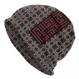 Berets Palestinian Traditional Keffiyeh Pattern Caps Palestine Arabic Casual Outdoor Skullies Beanies Hats Thermal Elastic Bonnet Hat