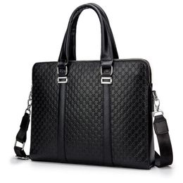 Men Leather handbag 14 bags Antique Style black Business Laptop Cases Attache Messenger Bag Portfolio207Y