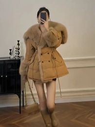 Women s Fur Faux 2023 Coat Winter Jacket Women Warm Hooded Thick Duck Down Coats Loose Oversize Luxury Outerwear Streetwear 231215