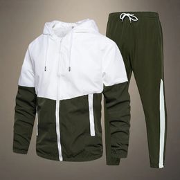 Men s Tracksuits Spring Autumn Men Tracksuit Casual Set Male Joggers Hooded Sportswear Jackets Pants 2 Piece Sets Hip Hop Running Sports Suit 5XL 231214