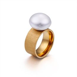 Anillo de oso Original wide band 10mm Jewelry pearls Stainless Rings gold silver black color226H