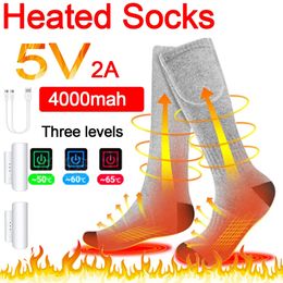 Sports Socks Winter Heated 4000mAh Battery Thermal socks Men' 's Heating Foot Warmer Electric Warm Cycling Ski 231215