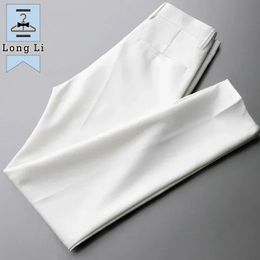 Mens Pants Drape Trousers Straight Slim Casual White Suit Antiwrinkle Highgrade Ninepoint 231215
