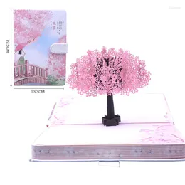 Cherry Blossom Notebook Account Book Color Page Illustration Hardcover Small Fresh Magnetic Buckle Diary