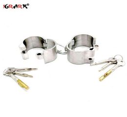 Nxy Adult Toys Sex Shop Detachable Stainless Steel Handcuffs Lockable Shackles Restraints Fetish Slave Bondage Games for Women 1203673885