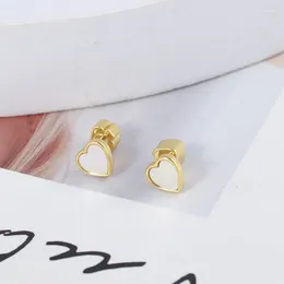 Stud Earrings European And American Tide Brand Jewellery Wholesale Simple Small Inlaid Shell Love Peach Heart Shape