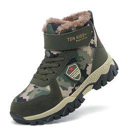 Boots Winter Children Shoes Fashion Camouflage Kids Sports Boots Warm Plush Waterproof Boys Cotton Sneakers Non-Slip Snow Boots 231214