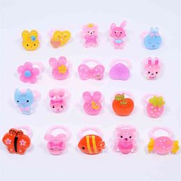 Whole 50pcs Children's Cartoon Animal Fruit Princess Candy Mermaid Ring Girl Jewelry Rings Kids Toy Gift In bulk266U