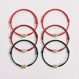 Charm Bracelets 1PC Chinese Style Natural Hetian Jade Red-rope Bracelet For Women Hand-woven Hand Rope Fresh And Sweet Accessories