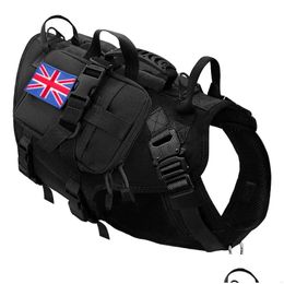 Dog Collars Leashes Tactical Harness Military No Pl Pet Vest For Medium Large Dogs Training Hiking Molle With Pouches 220815 Drop Deli Dhzww