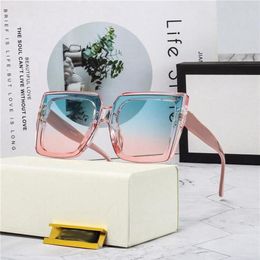 women designer sunglasses modern stylish square frames transparent blue pink gradient Simplicity highlights sweet temperament beac2819