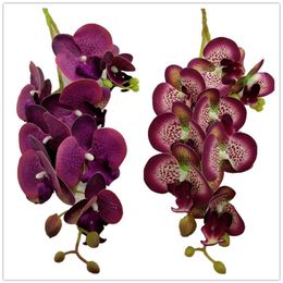 5pcs Artificial Latex Butterfly Orchid Flowers 8 Heads 2 Branches Piece Real Touch Phalaenopsis Orchid 27 for Floral Decorat242t