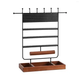 Jewellery Pouches 6 Layers Display Stand Showcase Wooden Iron For Rings Necklace Holder Rack