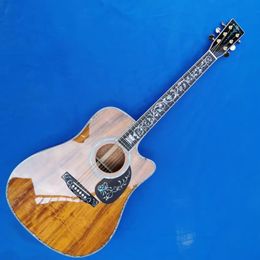 41 inch D Mould solid wood fir real abalone inlaid black finger acoustic guitar factory outlet