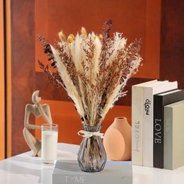 Decorative Flowers Wreaths Pampas Grass Home Decor Real Pampas Grass Reed Natural Dried Plant Wedding Decoration Accessories Dry Flower Bunch Dekoration 231214