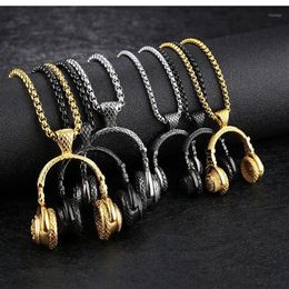 Pendant Necklaces Rock DJ Music Headphone Necklace Fashion Stainless Steel Men Women Hip Hop Headset Party Cool Jewelry287g