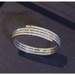 S925 Sterling Silver Home e Series Four Row Diamond Bracelet Full High End Grand Fashion Style Light Luxury and Versatile R97B