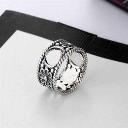 Fashion Charm Jewelry Silver Ring Hollow Letters Ring Retro Simple Hip Hop Punk Ring Party Accessory Gift288q