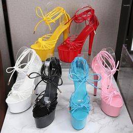 Sandals Sexy Nightclub Strap Fish Mouth Pole Plus Size 34-43 Super High Heel 20cm Women Dancing Stiletto Heels Shoes For Ladies