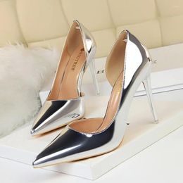 Dress Shoes BIGTREE Women Pumps Office Ladies High Heels 10.5cm Patent Leather Stiletto Pointed Toe Prom Woman Party Sexy Heeled