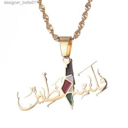 Pendant Necklaces Palestine in Arabic Pendant Necklace African Amulet Chain JewelryL231215