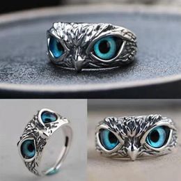 Whole 20pcs owl Ring Eyes Silver plate Rings Vintage Men Women Punk Rocker Cool party Favor267A