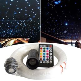 RGB Fiber Starlight Headliner Kit 300 400 Strands Voice Control 6W LED Fiber Optic light Kit For Car173O