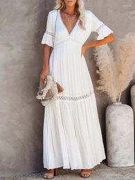 Women's Swimwear 2023 Women Beach Wear Swim Suit Cover Up Sexy High Waist Belted Maxi Dress Clothe Summer White Lace Tunic Bikini Cover-ups