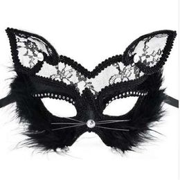 19 8cm Fox Masks Sexy Lace Cat Mask PVC Black White Women Venetian Masquerade Ball Party Mask QERFORMANCE Fun Masks267O