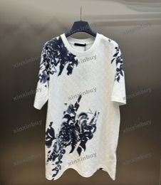 xinxinbuy Men designer Tee t shirt Letter jacquard fabric short sleeve cotton women Black white blue gray red XS-L