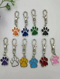 Mixed Color Enamel Cat Dog Bear Paw Prints Rotating Lobster Clasp Key Chain Keyrings For Keychain Bag Jewelry Making wjl40058727697
