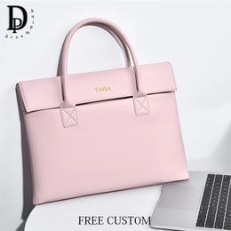 Briefcases Large Capacity Custom Initials Laptop Bag PU Leather Business Office Student Briefcase Fashion Simple Notebook Computer Handbag 231215