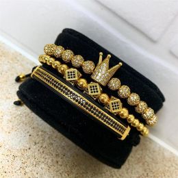 3pcs set Men Bracelet Jewellery crown charms Macrame beads Bracelets Braiding Man Luxury for women Gift Valentine's Day Christm176S