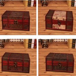 Vintage Metal Lock Wooden Storage Boxes Traditional Chinese Retro Treasure Chest Classic Desktop Jewelry Display Case2464