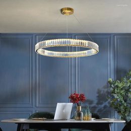 Pendant Lamps Modern Luxury Crystal Lamp Living Room Bedroom LED Ceiling Chandelier Kitchen Dining Decor Golden Fixture