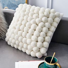 Bedspread 100 Handmade Ball Design Cushion Cover Home Decorations Plush Pillow Covers For Sofa Chair Nordic Luxury Decorative Pillowcase 231214