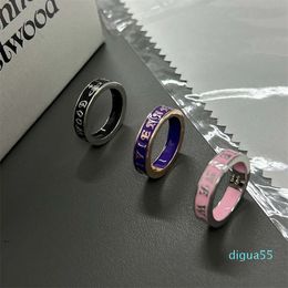 Ring Empress Dowager Sweet Cool Saturn Letter Ring Enamel Personality Ring