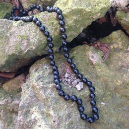 ST0262 32 inches Long Knotted Matte Black Onyx knotted Necklace Long Size Religious bead necklace designs314V