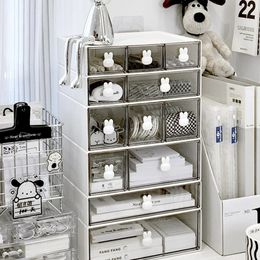 Storage Boxes Bins Kawaii Ins Organiser Desktop Drawer Free Combination Box Plastic Hairpin Makeup Cosmetics Desk Rack 231215