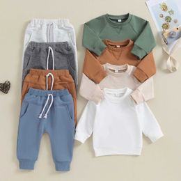 Clothing Sets Baby Boy 2Pcs Fall Outfits Long Sleeve Solid Colour Sweatshirt + Pocket Pants Set Toddler Clothes