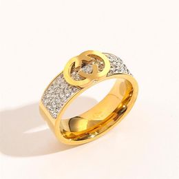 Classic Luxury Jewellery Designer Rings Women Love Wedding Supplies Diamond 18K Gold Plated Stainless Steel Ring Fine Finger Ring Wh1729