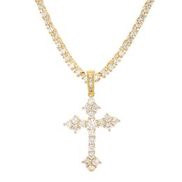 Hip Hop Iced Out Cross Pendant Necklace Gold Silver Color Plated Micro Paved Zircon Gold Chain for Women265j