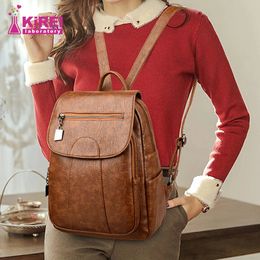 School Bags Sell womens largecapacity soft leather backpack antitheft travel bag outing mom girl storage Shcool 231215