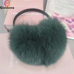 Ear Muffs Winter Real Fox Fur Earmuffs for Women Natural Fox Fur Scarves Dual use Genuine Warmer Plush EarMuff Outdoor Solid Fur Scarf 231214