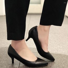 Dress Shoes Rimocy Classic Pointed Toe Thin Heels Pumps Women Black Soft Pu Leather Ladies Office Comfy Shallow Single Woman