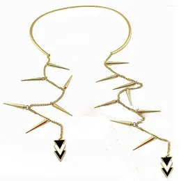 Chains Bohojewelry Store Fashion European Style Golden Rivet Tassel Geometry Triangle Necklace