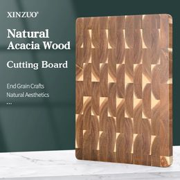 Chopping Blocks XINZUO Wooden Board Acacia Wood End Grain Cutting Rectangular Professional Kitchen 231215