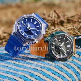 New Arrival 2100 series transparent Watches Dual display Luminous sports casual student top quality all functions work auto light 311p